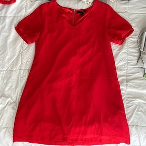 Red Forever 21 shift dress with zipper detailing.